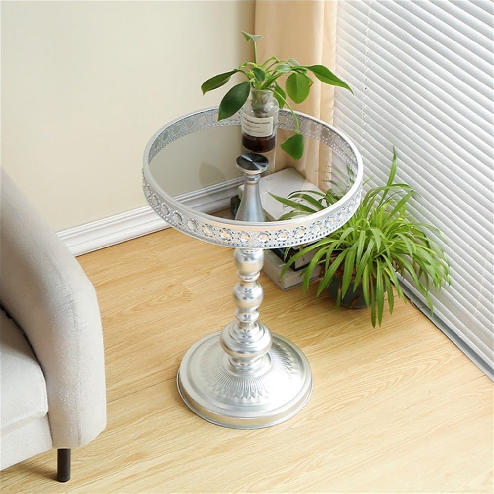 Black Round Side Table, Modern Metal Pedestal Drink Table, Metal Small End Ta...