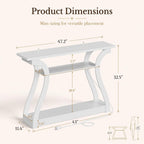SUPER DEAL 47 in Wood Console Table with Charging Station, 3 Tier Narrow Entryway Table with Curved Frame and 2 Open Storage Shelves Accent Sofa Table for Hallway Living Room Bedroom, White