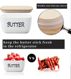 HAOTOP Large Porcelain Butter Dish with Lid Perfect for 4 Stick of Butter (White)