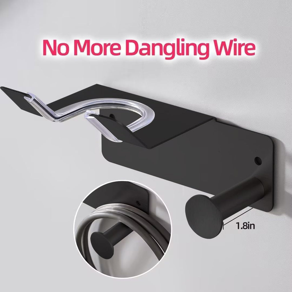 Hair Dryer Holder, Hair Dryer Holder Wall Mounted, Self Adhesive Blow Dryer Holder, Stainless Steel Hair Dryer Stand, Hairdryer Holder for Bathroom Black BANJEKT