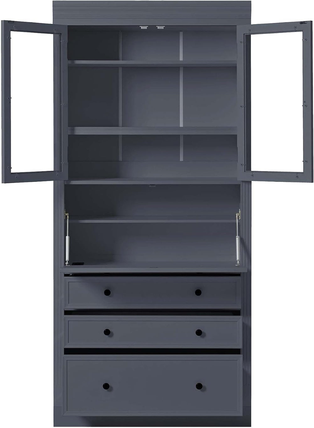 78” Kitchen Cabinet Pantry with 3 Drawers, Food Storage Cabinet with Power Ou...