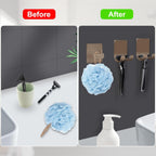 CGBE Razor Holder for Shower, 4 Packs Shaver Holder and Hooks, Self Adhesive Wall Mounts for Bathroom, Damage Free - Brown