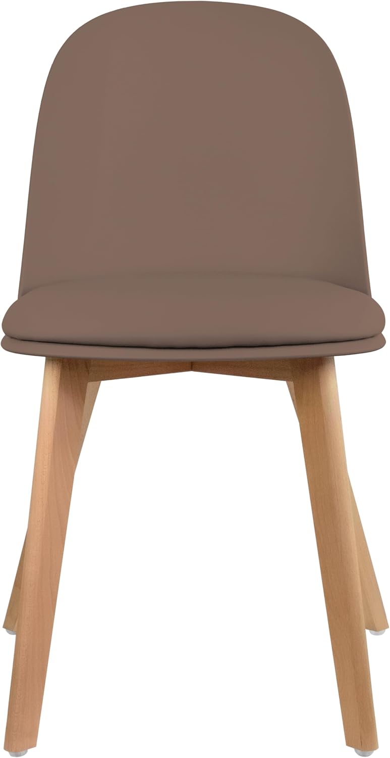 2xhome Modern Armless Dining Chair | Plastic Shell with PU Leather Cushion Pa...