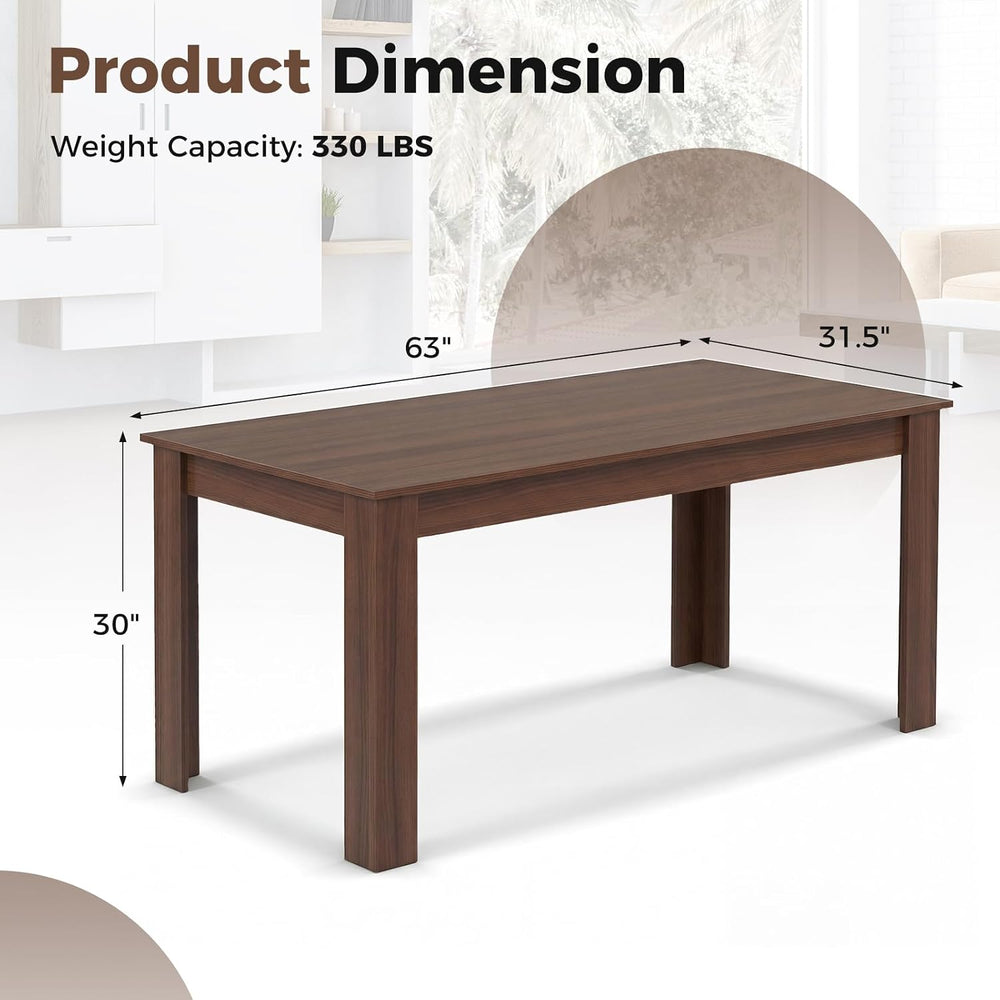 COSTWAY Dining Table for 4-6 People, 63” Rectangular Dining Room Table, Farmh...