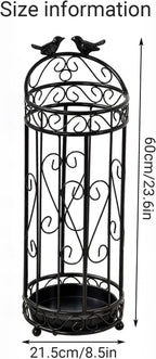 Round Metal Umbrella Basket with Removable Drip Tray Large Capacity Commercial Vintage Umbrella Holder with Hollow Design for Entryway, Hallway(Black)