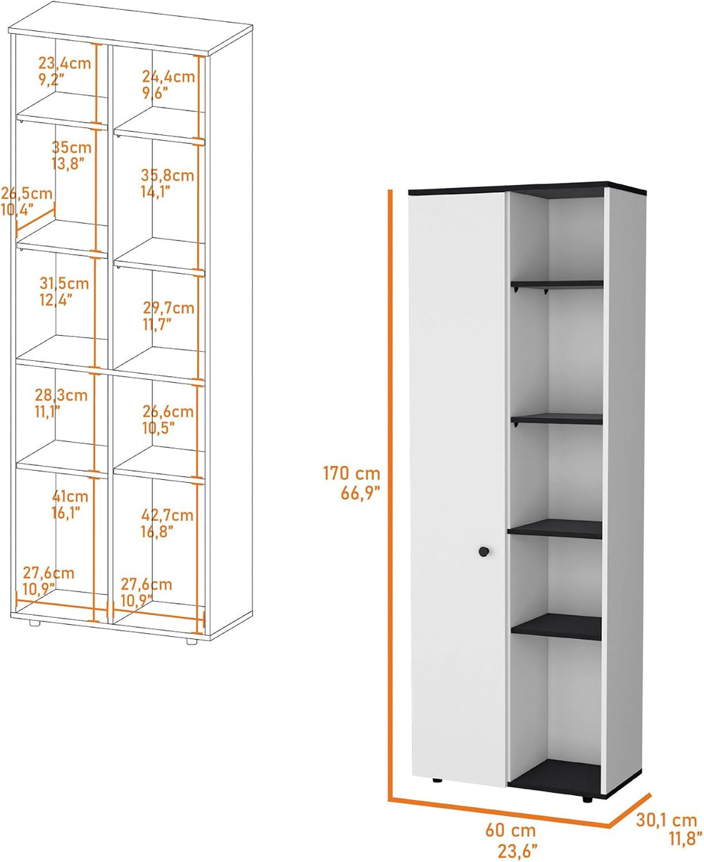 Molly White and Black 1-Door Multistorage Kitchen Pantry