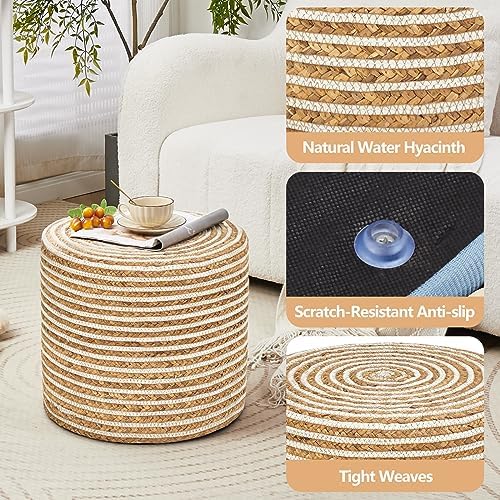18'' Ottoman Pouf Natural Braided Poof Rustic Handweave Lounge Pouffe...