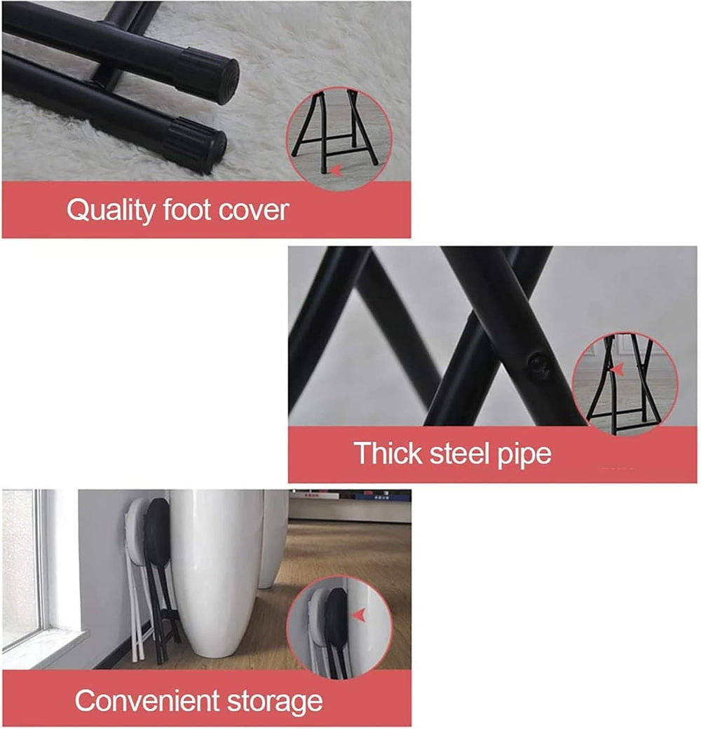 Home Folding Stool, Heavy Duty Folding bar Stool Collapsible Padded Round Sto...