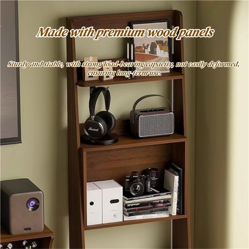 Vinta 4-Tier Wood Ladder Shelf - Stylish Open Display Rack, Floor-Standing Magazine Holder, Versatile Storage for Living Room & Study, Modern Home Decor