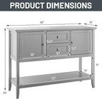 COSTWAY Buffet Sideboard, with 2 Wood Storage Drawers & Open Shelf, Console Table for Living Room Kitchen Dining Room Furniture (Grey)