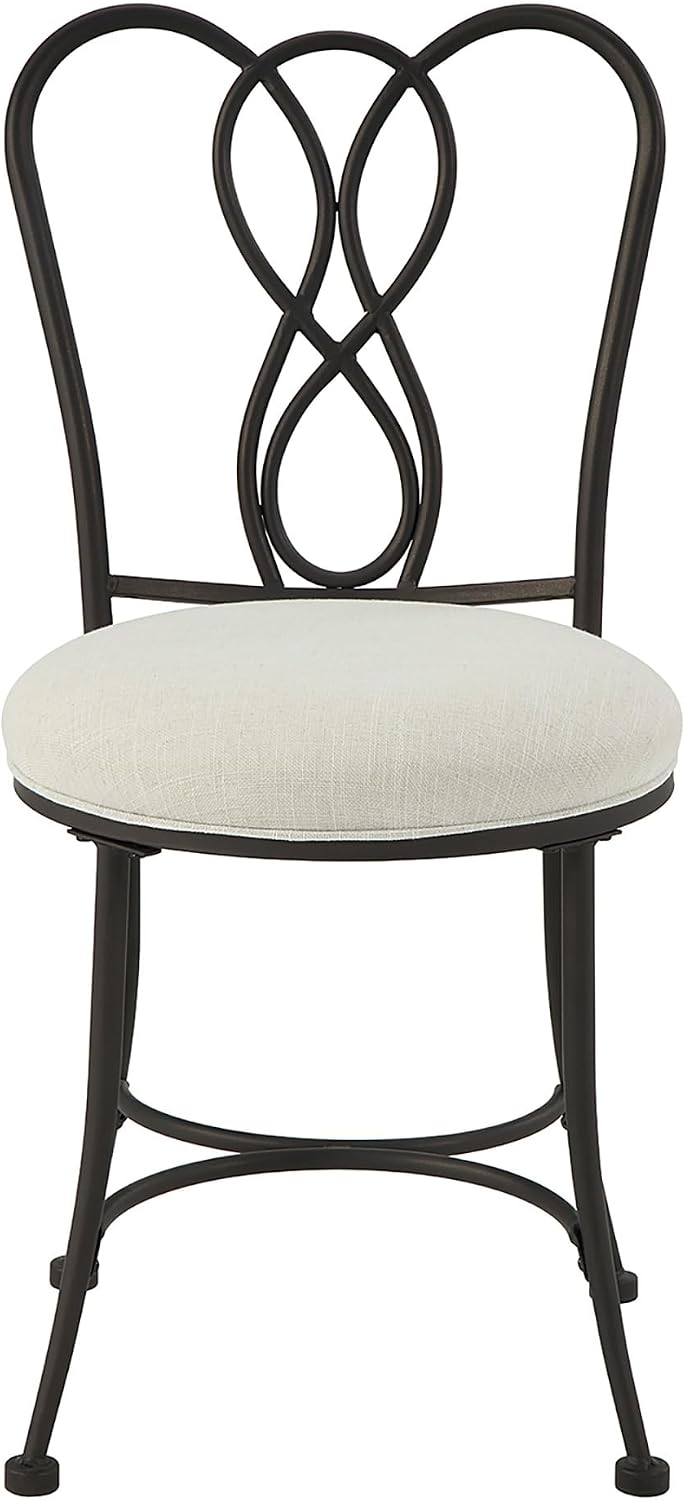 Bronze Decorative‑Back Iron Upholstered Vanity Stool