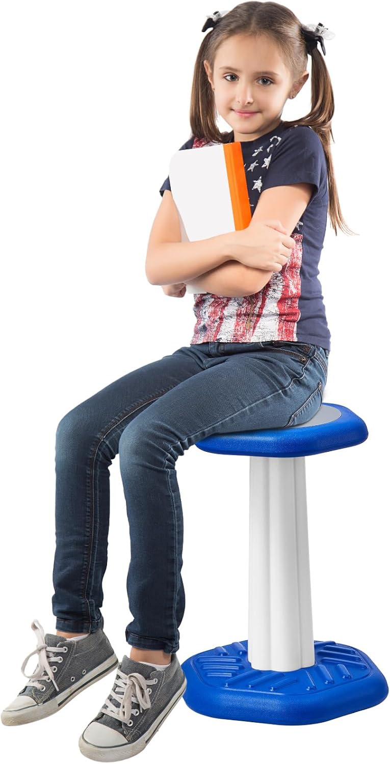 VEVOR Kids Wobble Chair, Active Chair with Sponge Cushion, Wobble Stool Improves Focus, Posture and Calm Children, Ideal for Schools and Home, Age 7-14, Blue