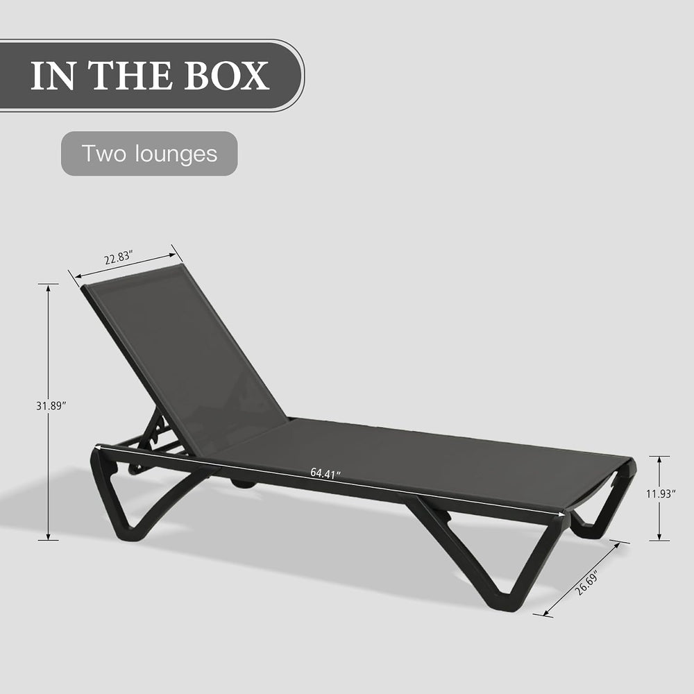 Domi Aluminum Pool Lounge Chair Outdoor Set of 2 Chaise Lounge Outdoor | Whee...