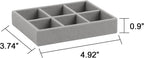 Frebeauty Small Jewelry Tray Set,Stackable Velvet Jewelry Organizer Tray,Mini Jewelry Drawer Organizer,Drawer Inserts,4.92 x 3.74 x 0.9 Inches,6 Grid Earring Organizer for Women(Set 2,Grey)
