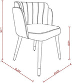 Manhattan Comfort Zephyr Modern Velvet Dining Chair, Solid Wood Frame with Gold-Tipped Splayed Legs, High Density Foam Padding, Vintage Design, Tulip Inspired Accent Furniture, Cream