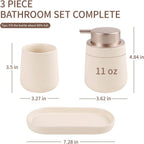 BosilunLife Bathroom Accessory Set - 3 pcs Ceramic Bathroom Soap Dispenser Set Farmhouse Bathroom Counter Decor Set Accessories, Soap Dispenser and Toothbrush Holder with Tray