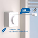 Suntree Retractable Clothesline in White - 16.4ft No-Sag Stainless Steel Cable, 5 Clips, 2 Installation Kits (No Drill/Drill), 44lb Heavy Duty Wall Mount Indoor Outdoor Laundry Drying Rack
