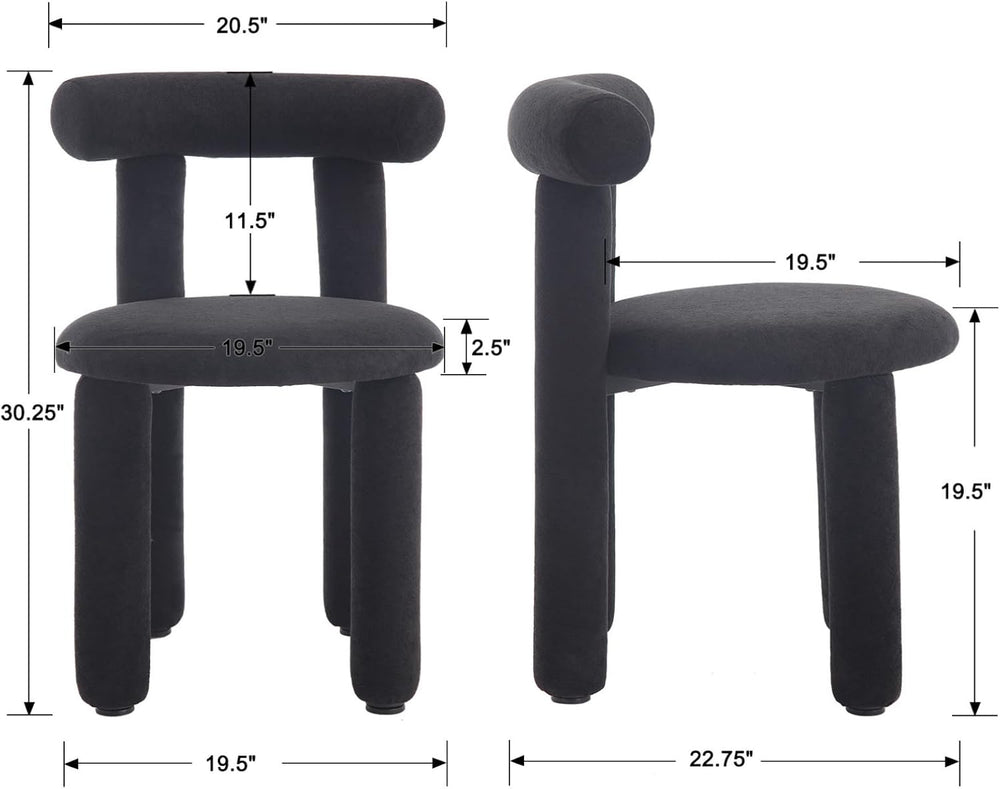 DUOMAY Modern Black Boucle Dining Chairs Set of 4, Sherpa Upholstered Kitchen...