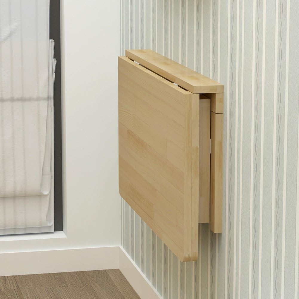 MM MELISEN Wood Folding Desk - Natural 29.5x19.6 Inch Wall Mount Fold-Down Table for Small Spaces. Perfect as a Kitchen prep spot, Craft Station, or Bedroom Desk. Easy Install, Sturdy, Folds Away
