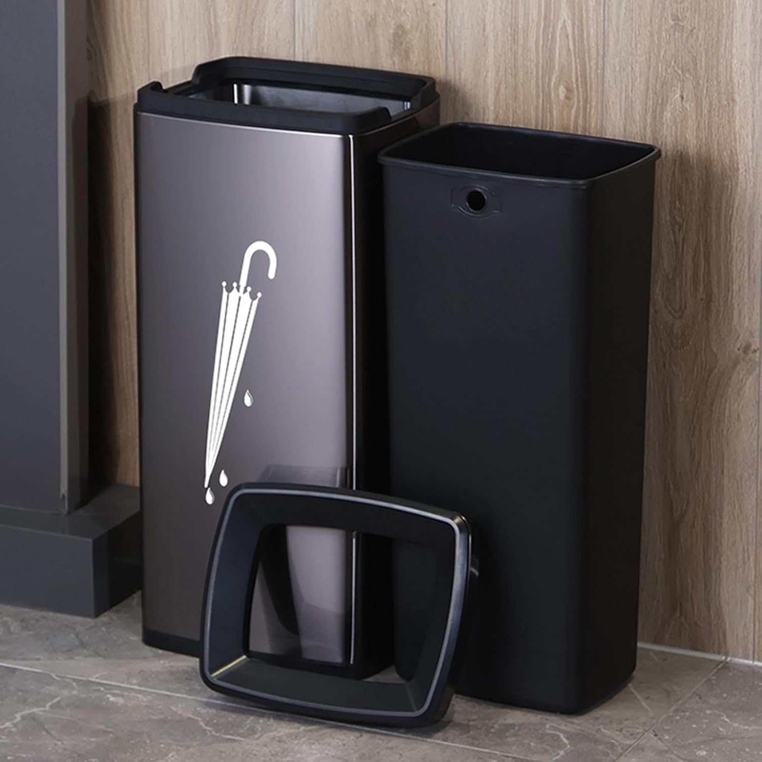 SEIFE Home Indoor Entryway Metal Umbrella bucket，Umbrella Storage stand，tall umbrella holder,For Hotel,Offices,Commercial(Black)