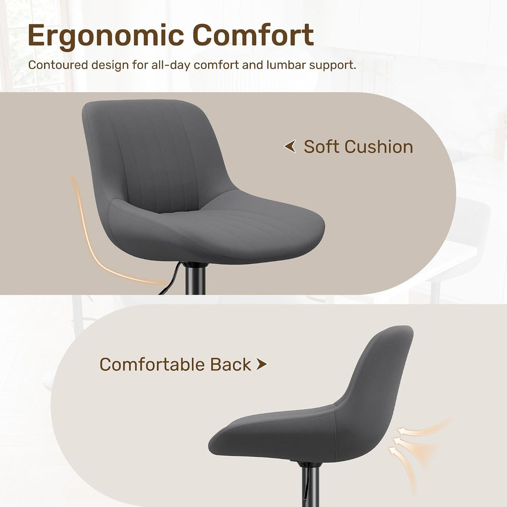 Swivel Bar Stools, Adjustable Bar Stools with Back, Dark Gray