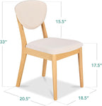 Best Choice Products Dining Chairs Set of 2, Mid-Century Modern Upholstered Wood, Armless w/Seat Cushion, Padded Backrest - Oak/Cream