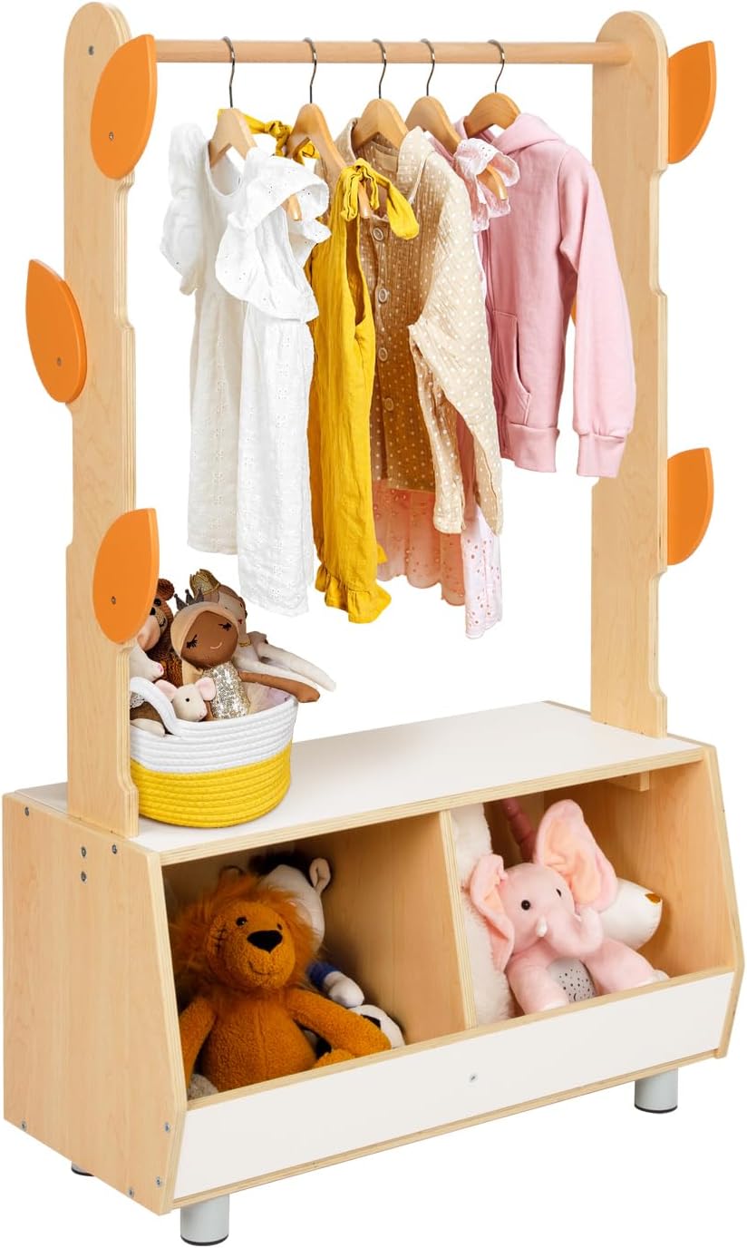 OOOK Tree Kids Dress Up Rack and Costume Organizer Center with Storage | Dress Up Storage for Toddlers, Suitable for Children's Room, Living Room, Playroom and Daycare Centers