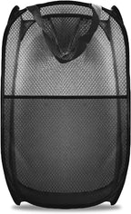 Collapsible Pop Up Laundry Hamper, Extra Large Mesh Foldable Laundry Basket, 28" x 16" x 16"(Black)