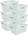 Sterilite Laundry Basket, Plastic Clothes Hamper, Large Rectangle Bin with Comfort Grip Handles and Reinforced Rim, 2 Bushel Capacity, Mint, 6 Pack