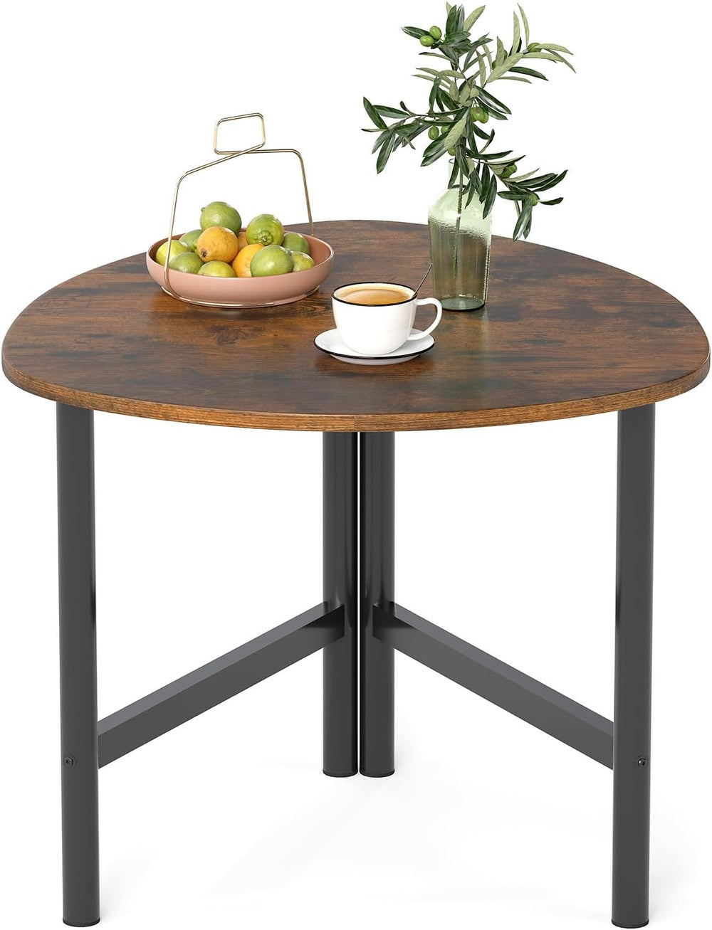 Giantex Triangle End Table, Wood Side Table with Metal Legs, Sofa Couch Accen...