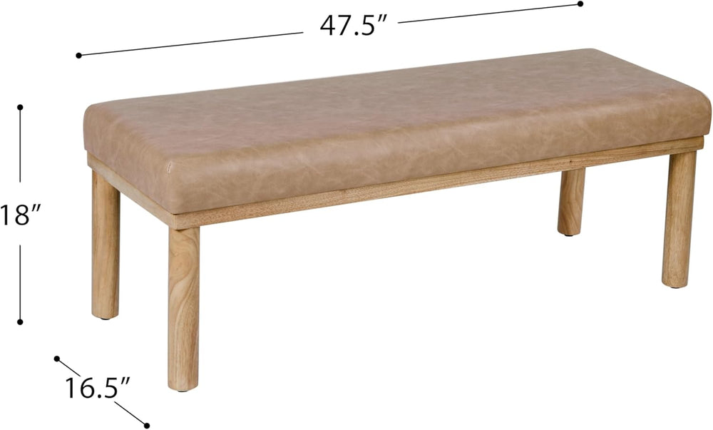 HomePop Oslo Bench - Sand Faux Leather
