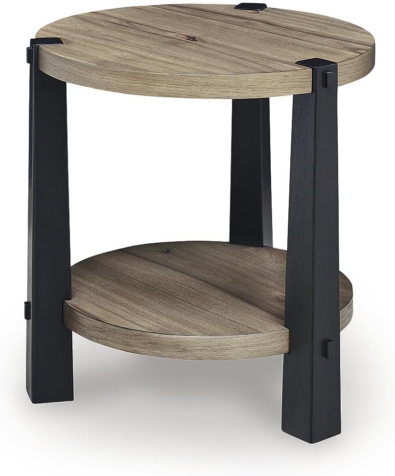 Signature Design by Ashley Ridgester Farmhouse End Table with Storage, Light ...