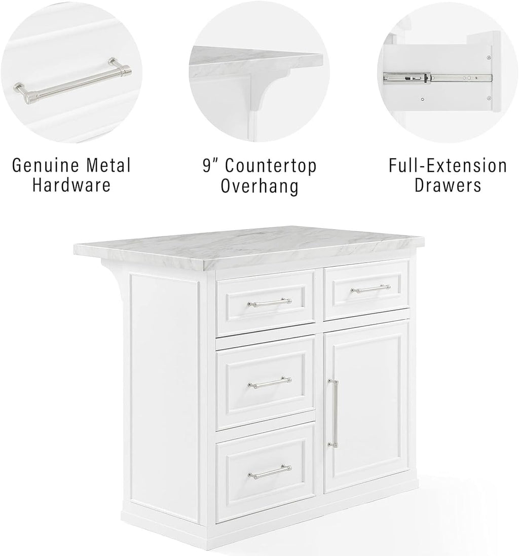 HomeStock Eclectic Elegance Faux Marble Top Kitchen Island