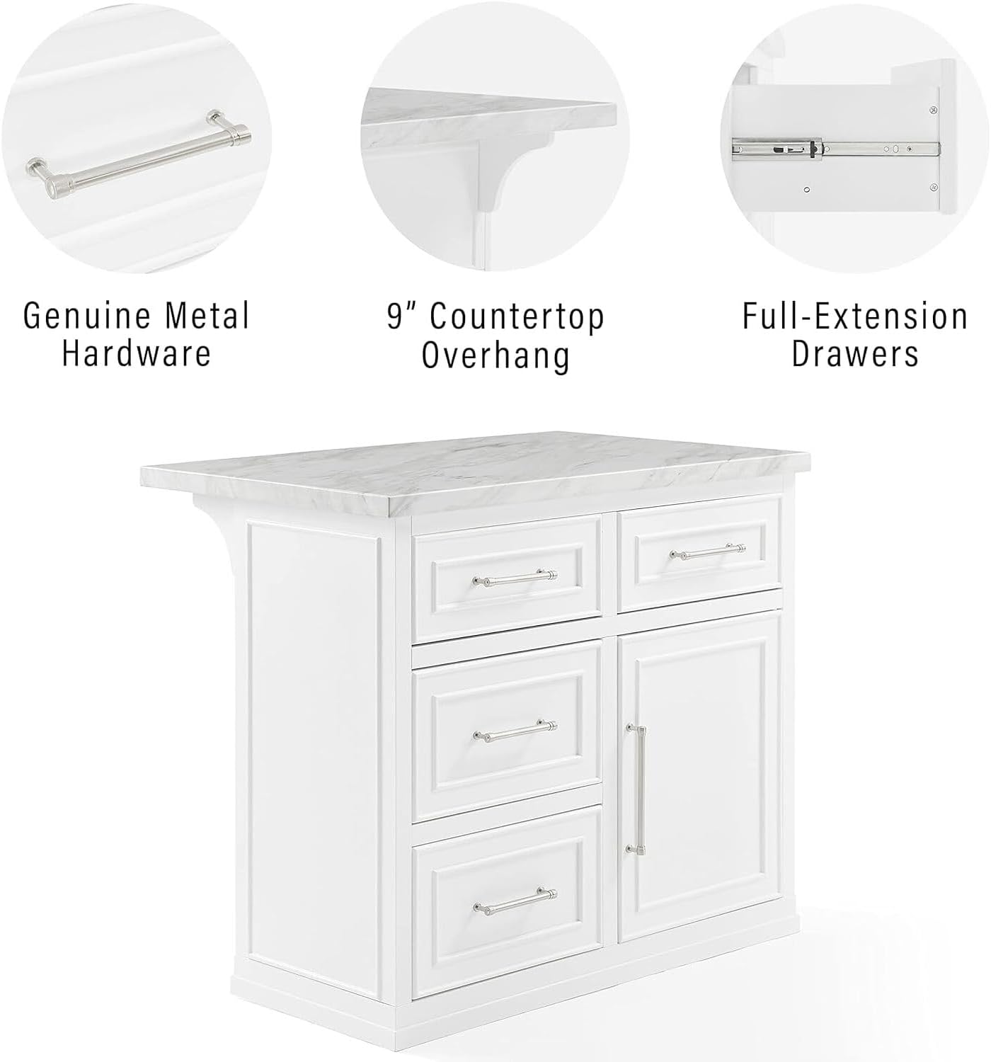 HomeStock Eclectic Elegance Faux Marble Top Kitchen Island