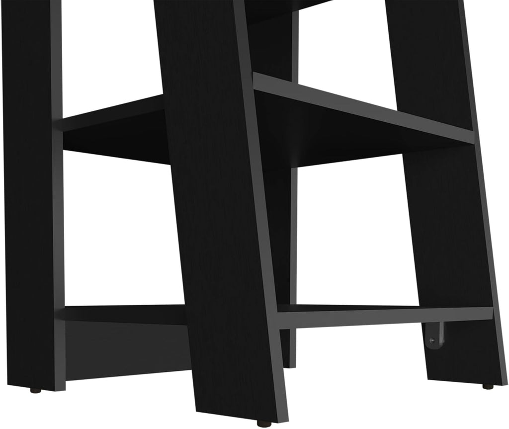 Geelife 30" High 4-Tier Ladder Shelf Organizer for Bathroom, Side Table, Living Room in Black, Particle Board