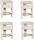 Jofran Upholstered Counter Stool with Arms – Versatile Barstools – Stylish Seating for Kitchen Dining Room or Home Bar, Natural, Set of 4