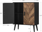 Storage Cabinet with Adjustable Shelf & Doors, Sideboard Buffet Cabinet with Storage, for Dining Room, Living Room, Entryway, Black