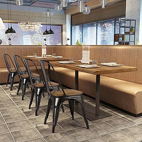 Yaheetech Metal Dining Chairs Set of 4, Stackable Kitchen Chairs, Black