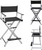 2Pcs Makeup Artist Chair, Tall Directors Foldable W/Aluminum Frame and Footrest, Makeupfor Makeup Artist,(Orange)