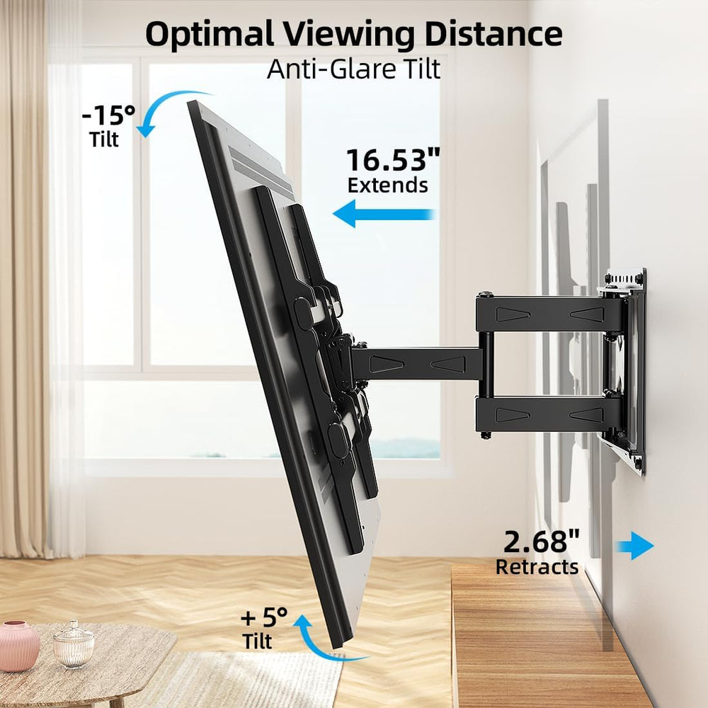HOME VISION Full Motion TV Mount with Soundbar Bracket, 32-85" TVs, 132 ...