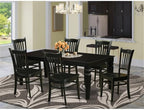 East West Furniture LGGR7-BLK-W 7 Piece Dining Room Table Set Consist of a Rectangle Kitchen Table with Butterfly Leaf and 6 Dining Chairs, 42x84 Inch, Black