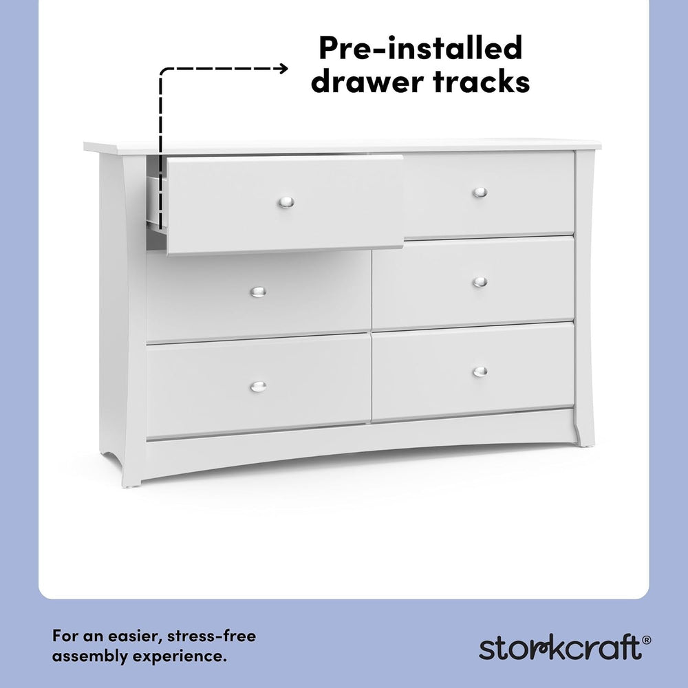 Storkcraft Crescent 6-Drawer Dresser, White