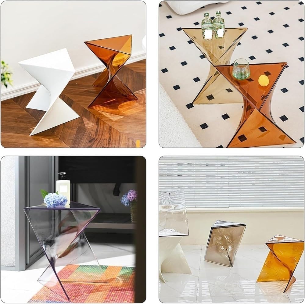 Modern Acrylic Coffee Table, Stackable End Tables Living Room, Clear Plastic ...