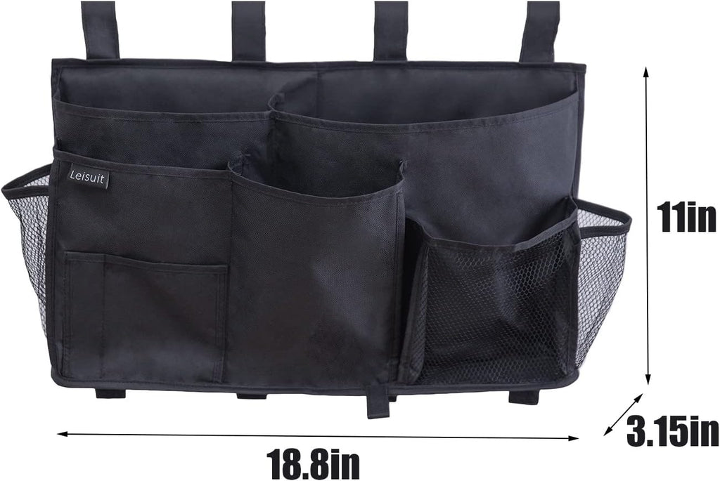 LEISUIT Hanging Storage Bag Bedside Organizer 9 Pockets Black (XL)