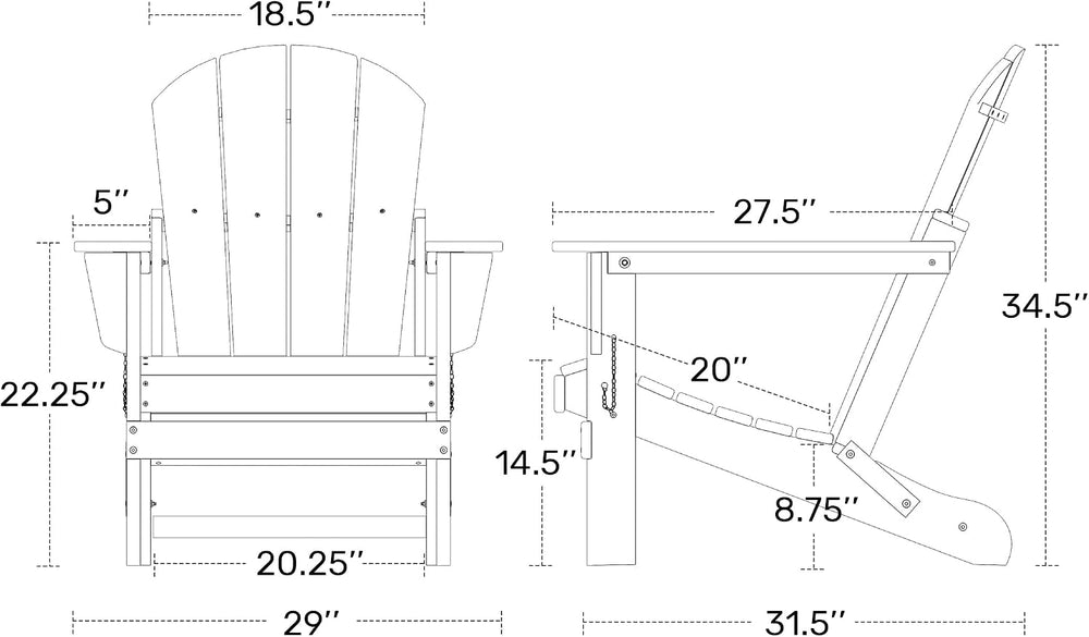 WO Home Furniture Laguna Folding Adirondack Chair Set of 2, Teak