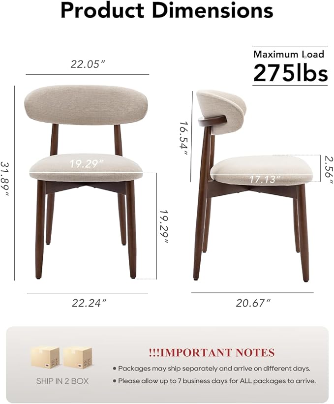 Dining Room Chairs Set of 4, Upholstered Farmhouse Dining Chairs, Modern Fabric Kitchen Chairs with Solid Wood Leg,Beige