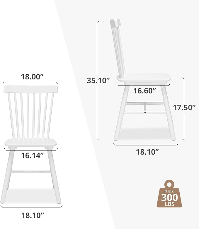 LUE BONA Windsor Dining Chair, Dining Chairs Set of 6, Spindle Back Wood Dini...