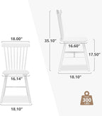 LUE BONA 4PC 18" White Windsor Dining Chairs Set, Spindle Back Wood Dining Chair, Sturdy Solid Hardwood Construction, Easy Assembly, Ideal for Kitchen and Dining Room