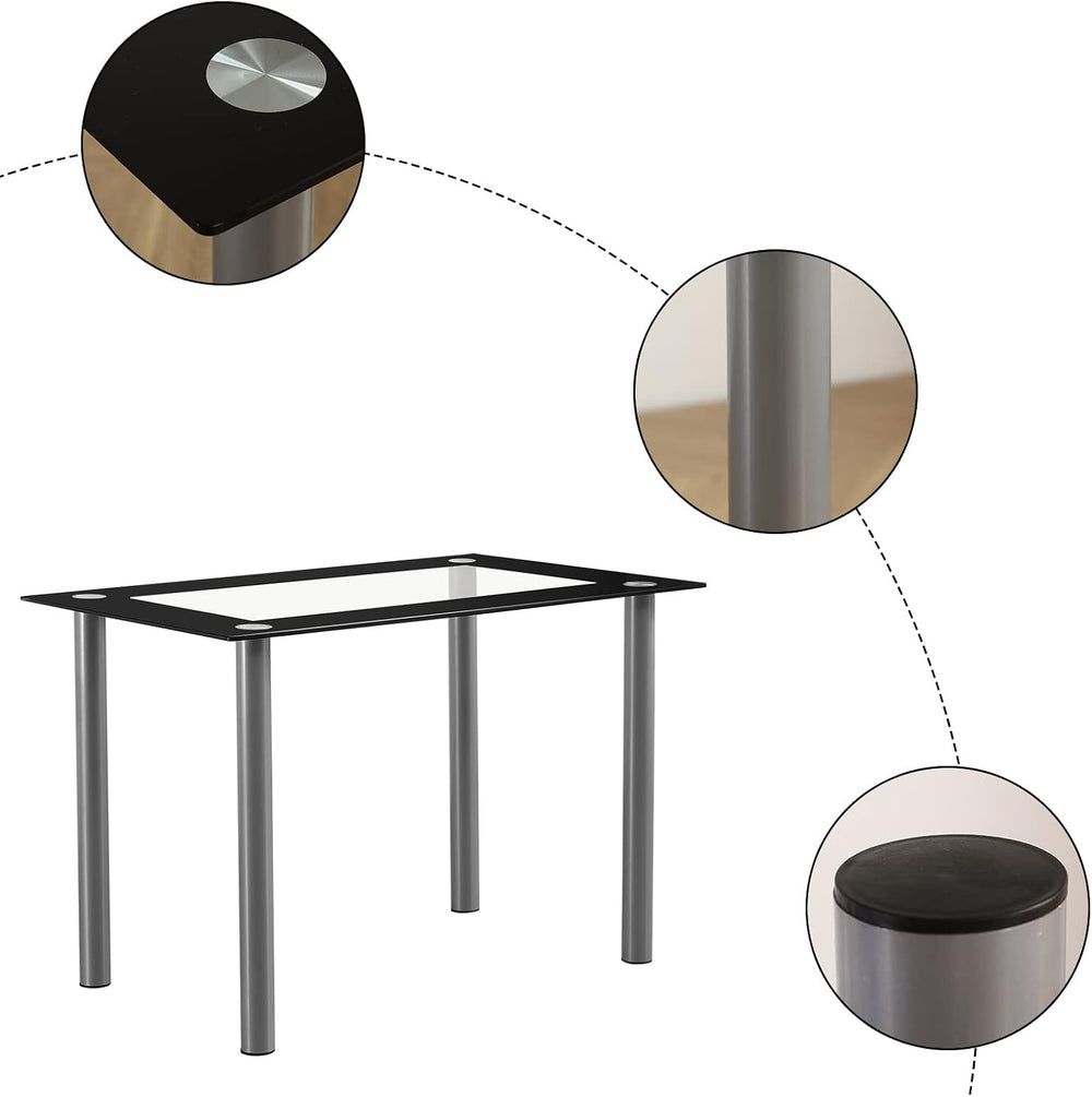 Karl home 5-Piece Glass Dining Table Set with 4 PVC Chairs, Easy Assembly | 4...