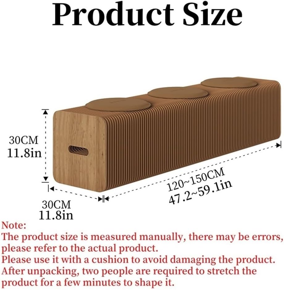 Multi-Purpose Paper Stool, Bench, Coffee Table, or Shoe Stool for Home Decorations (Brown, 11.8in)
